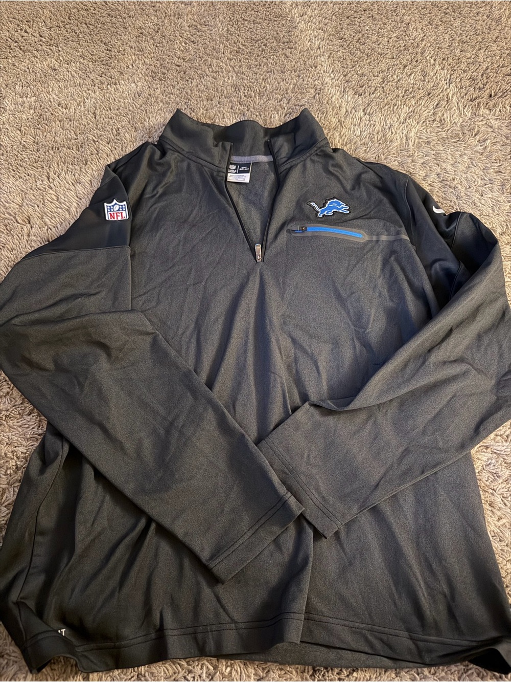NFL Men's Black Detroit Lions Lightweight Quarter-Zip Jacket